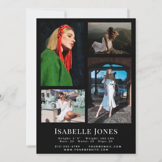 ブラックミニマリストモデルアクター4 Photo Compカード (正面)