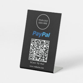 ブラックミニマリストロゴPayPalスキャンして支払う 台座サイン