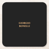 ブラックミニマリスト個人モダン スクエアペーパーコースター (正面)