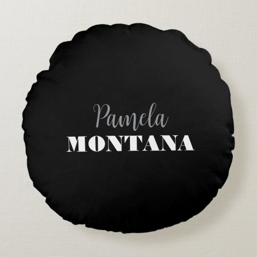 ブラックミニマリスト個人モダン ラウンドクッション (正面)