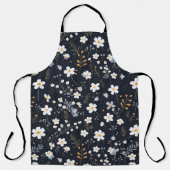 ブラックミニマリスト優しいガーデンワイルドフラワー子供部屋 エプロン (正面)