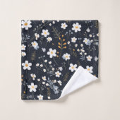 ブラックミニマリスト優しいガーデンワイルドフラワー子供部屋 バスタオルセット (ウォッシュタオル)