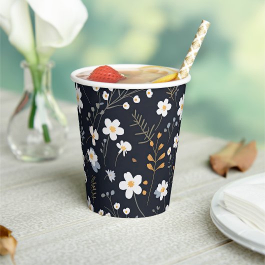 ブラックミニマリスト優しいガーデンワイルドフラワー子供部屋 紙コップ (インサイチュ)