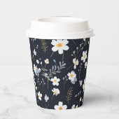 ブラックミニマリスト優しいガーデンワイルドフラワー子供部屋 紙コップ (裏面)