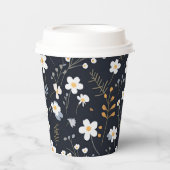 ブラックミニマリスト優しいガーデンワイルドフラワー子供部屋 紙コップ (正面)