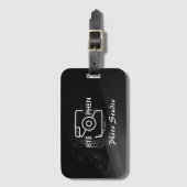 ブラックミニマリスト写真スタジオの名刺 ラゲッジタグ (正面縦)