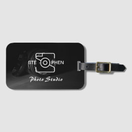ブラックミニマリスト写真スタジオの名刺 ラゲッジタグ