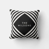 ブラックミニマリスト名ジオメトリホワイトパターン クッション (正面)