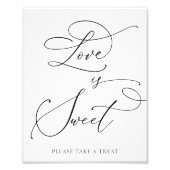 ブラックミニマリスト愛は甘いデザートバーペデスタ フォトプリント            (正面)