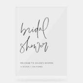 ブラックミニマリスト手書きブライダルシャワー アクリルサイン (正面)