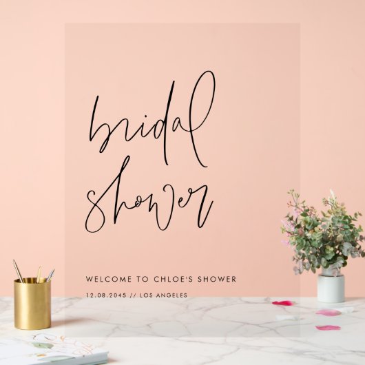 ブラックミニマリスト手書きブライダルシャワー アクリルサイン (ウェディング)
