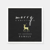 ブラックミニマリスト水の色のトナリアクリスマス スタンダードカクテルナプキン (正面)