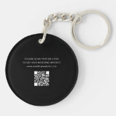 ブラックミニマリスト結婚式の日付を保存QRコード キーホルダー (裏面)