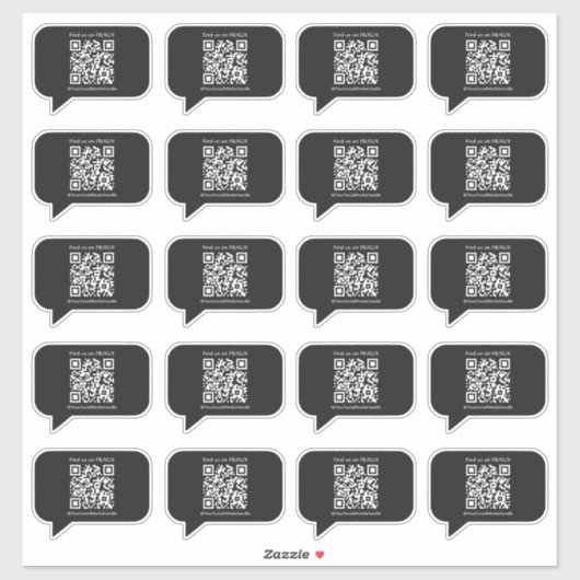 ブラックミニマリスト音声バブルQRショップシール シール (シート)