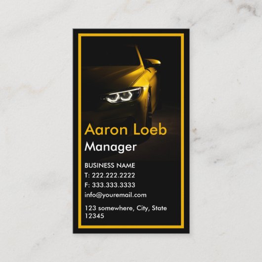 ブラックミニマリスト黄色のラインカーダークqrコード 名刺 (正面)