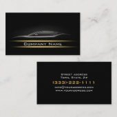 ブラックミニマリスト黄色のラインカー暗いレイアウト 名刺 (正面/裏面)