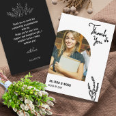 ブラックミニマリスト1写真卒業ハートラブ サンキューカード