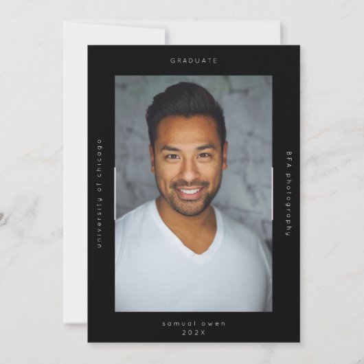 ブラックミニマリズムポートレートフォトカレッジ大学 案内状 (正面)