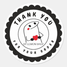 ブラックミニマルおもしろいキャラクターサークル ラウンドシール