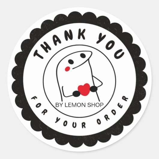 ブラックミニマルおもしろいキャラクターサークル ラウンドシール (正面)