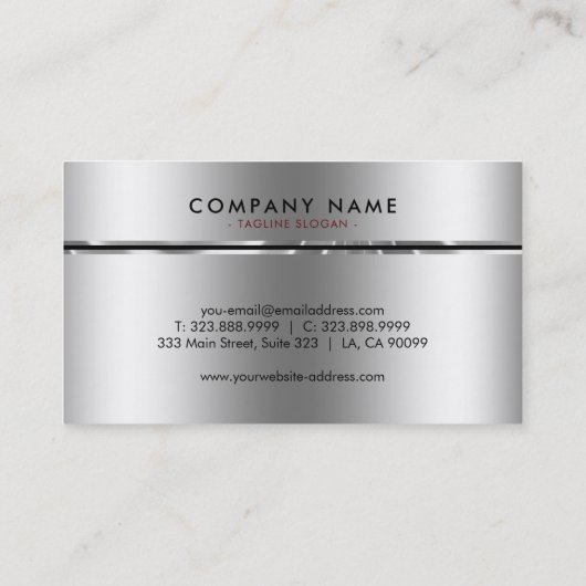 ブラックミニマルとシルバーのストライプ 名刺 (裏面)