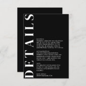 ブラックミニマルの結婚詳細エンクロージャカード エンクロージャーカード (正面/裏面)