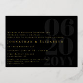 ブラックミニマルはっきりしたリストタイプ結婚フォト 箔招待状 (正面)