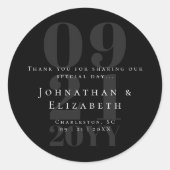ブラックミニマルはっきりしたリストタイプ結婚式の引き出物 ラウンドシール (正面)