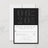 ブラックミニマルはっきりしたリストタイプ結婚式RSVP 出欠カード (裏面)