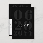 ブラックミニマルはっきりしたリストタイプ結婚式RSVP 出欠カード (正面/裏面)