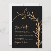 ブラックミニマルアーモダンチ結婚式招待状 招待状 (正面)