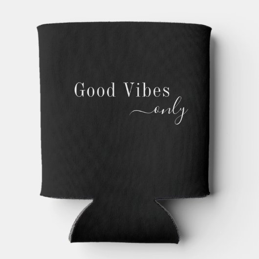 ブラックミニマルエレガントラリストのスクリプト名パーソナライズされた 缶クーラー (裏面)