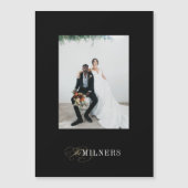 ブラックミニマルエレガントリストホリデーフォトマグネットカード マグネット招待状 (正面)