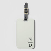 ブラックミニマルエレガントリストモノグラムイニシャル ラゲッジタグ (正面縦)