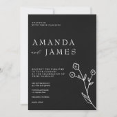 ブラックミニマルエレガントリスト結婚フローラ 招待状 (正面)