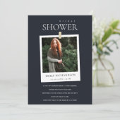 ブラックミニマルカスタムフォトブライダルシャワー招待状 サンキューカード (スタンド正面)