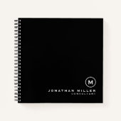 ブラックミニマルクラシックモノグラムグラフ ノートブック (正面)