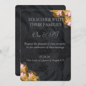 ブラックミニマルクラシック結婚 招待状 (正面/裏面)