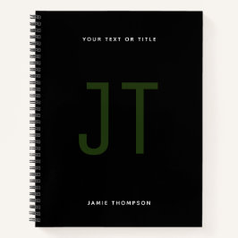 ブラックミニマルシンプルリストモダンモノグラム ノートブック