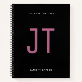 ブラックミニマルシンプルリストモダンモノグラム ノートブック