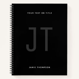 ブラックミニマルシンプルリストモダンモノグラム ノートブック