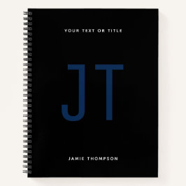ブラックミニマルシンプルリストモダンモノグラム ノートブック