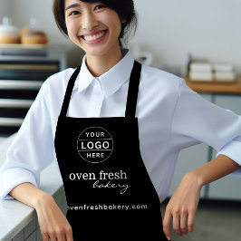 ブラックミニマルビジネスロゴパティシシェフベーカリー エプロン