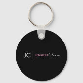 ブラックミニマルピンクモノグラムプロフェッショナルブランディング キーホルダー (裏面)