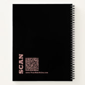 ブラックミニマルピンクロゴ美容師モットー ノートブック (裏面)