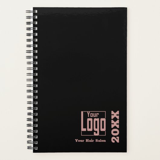 ブラックミニマルピンク美容師アポイントメント本 プランナー手帳 (正面)