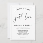 ブラックミニマルファンシーリストNothing Just 結婚 Love 招待状 (正面)