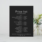 ブラックミニマルフォーマルリスト美しいサロン価格表 (スタンド正面)