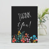 ブラックミニマルフローラウェディングレセプション 招待状 (スタンド正面)