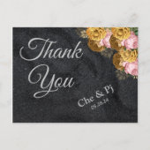 ブラックミニマルフローラサンキューカード ポストカード (正面)